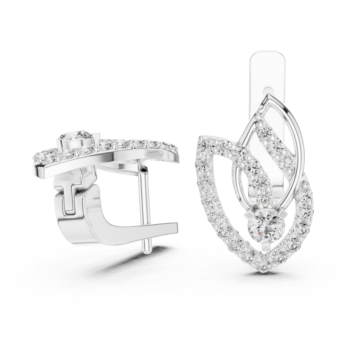 Designer Diamond Hoop Earrings | Luxury Floral Diamond Gold Hoops