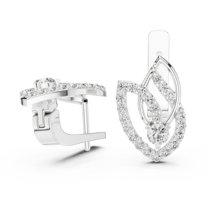 Designer Diamond Hoop Earrings | Luxury Floral Diamond Gold Hoops