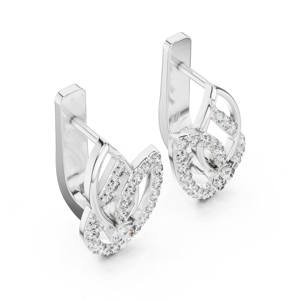 Designer Diamond Hoop Earrings | Luxury Floral Diamond Gold Hoops