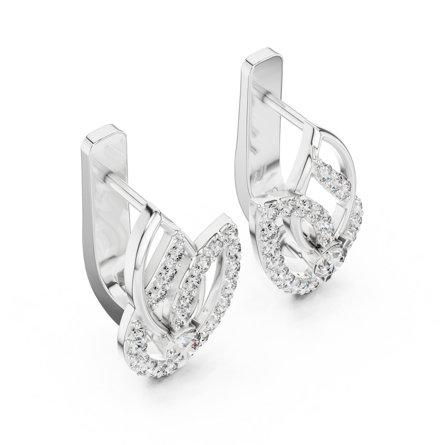 Designer Diamond Hoop Earrings | Luxury Floral Diamond Gold Hoops