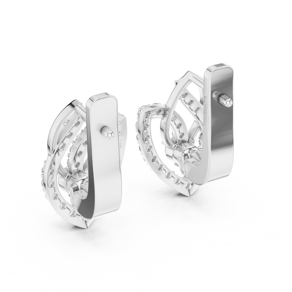 Designer Diamond Hoop Earrings | Luxury Floral Diamond Gold Hoops