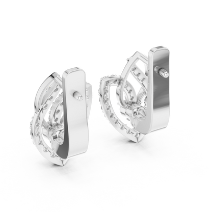 Designer Diamond Hoop Earrings | Luxury Floral Diamond Gold Hoops