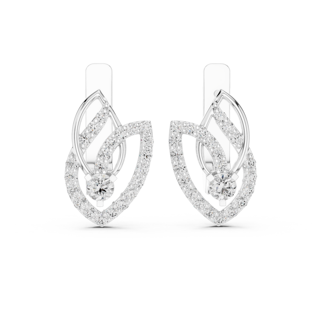 Designer Diamond Hoop Earrings | Luxury Floral Diamond Gold Hoops
