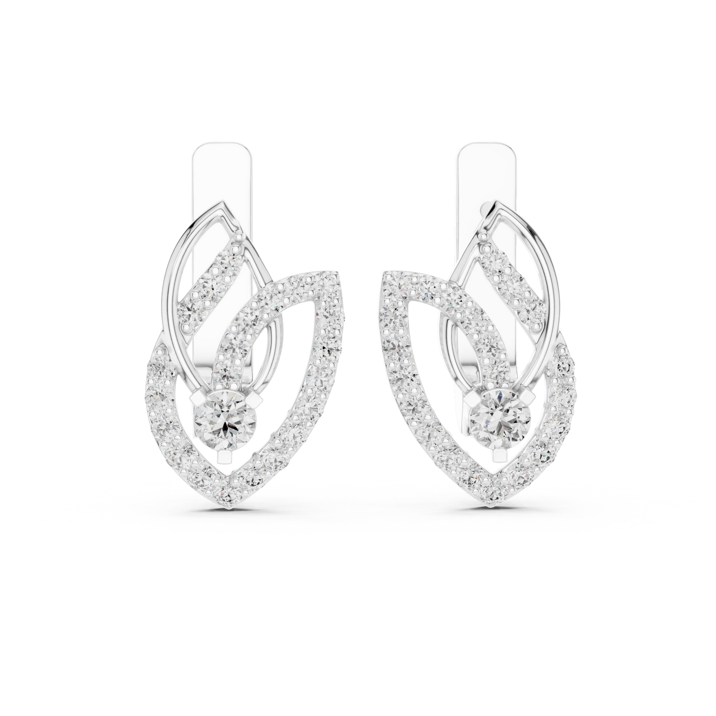 Designer Diamond Hoop Earrings | Luxury Floral Diamond Gold Hoops