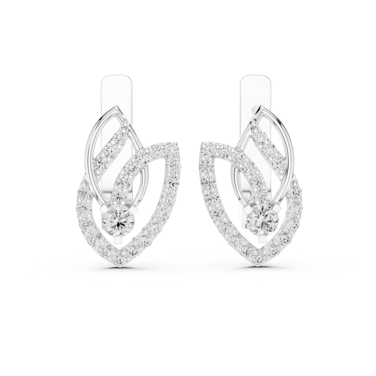 Designer Diamond Hoop Earrings | Luxury Floral Diamond Gold Hoops