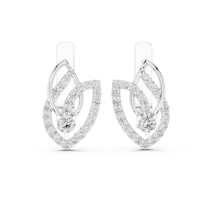 Designer Diamond Hoop Earrings | Luxury Floral Diamond Gold Hoops