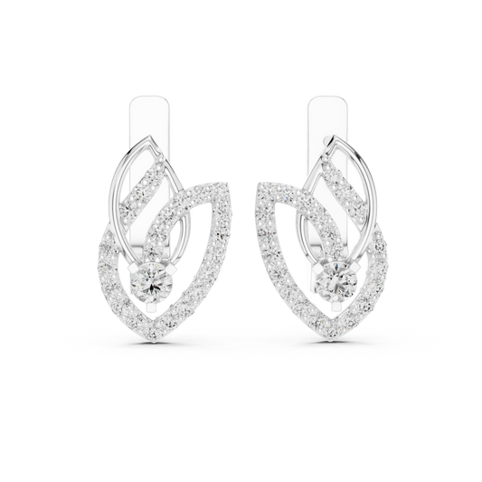 Designer Diamond Hoop Earrings | Luxury Floral Diamond Gold Hoops