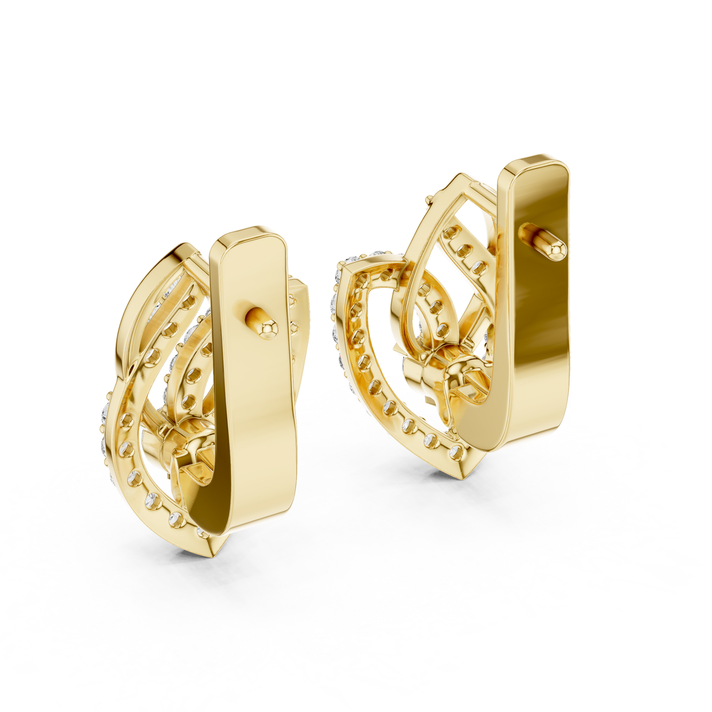 Designer Diamond Hoop Earrings | Luxury Floral Diamond Gold Hoops