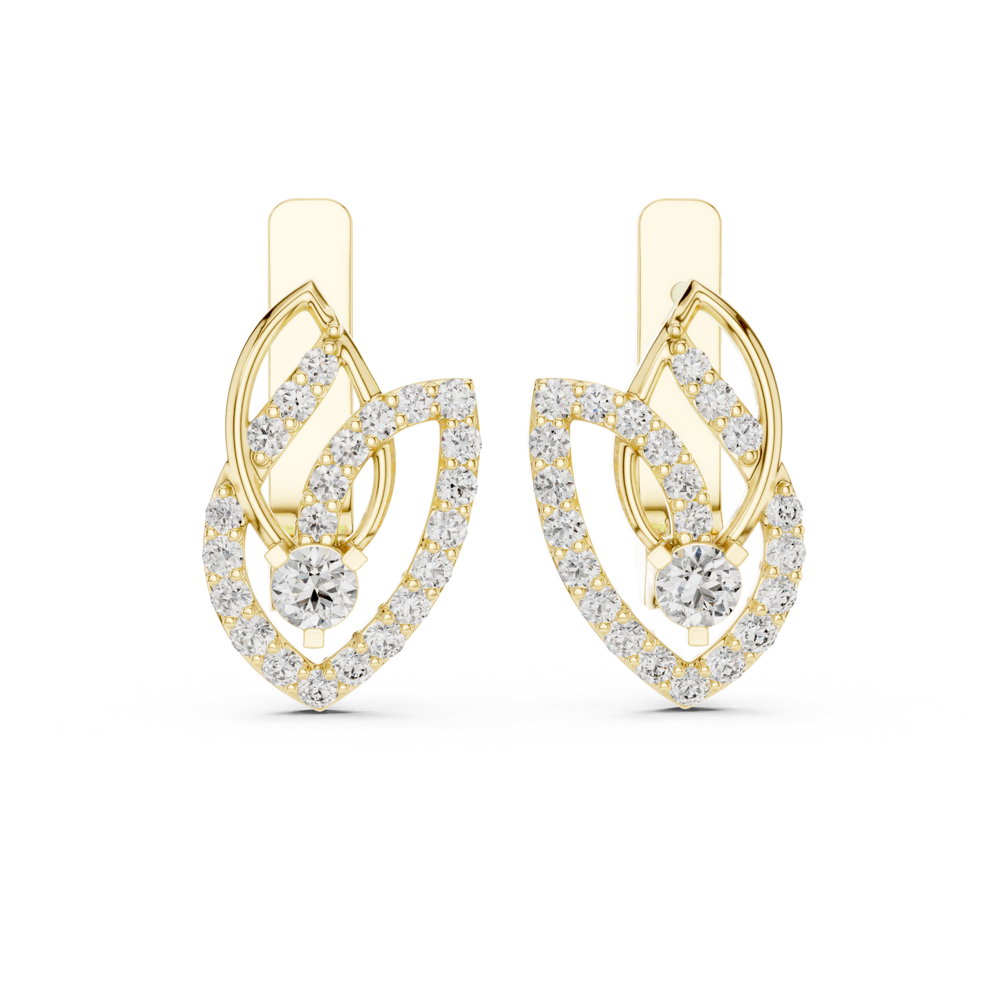 Designer Diamond Hoop Earrings | Luxury Floral Diamond Gold Hoops