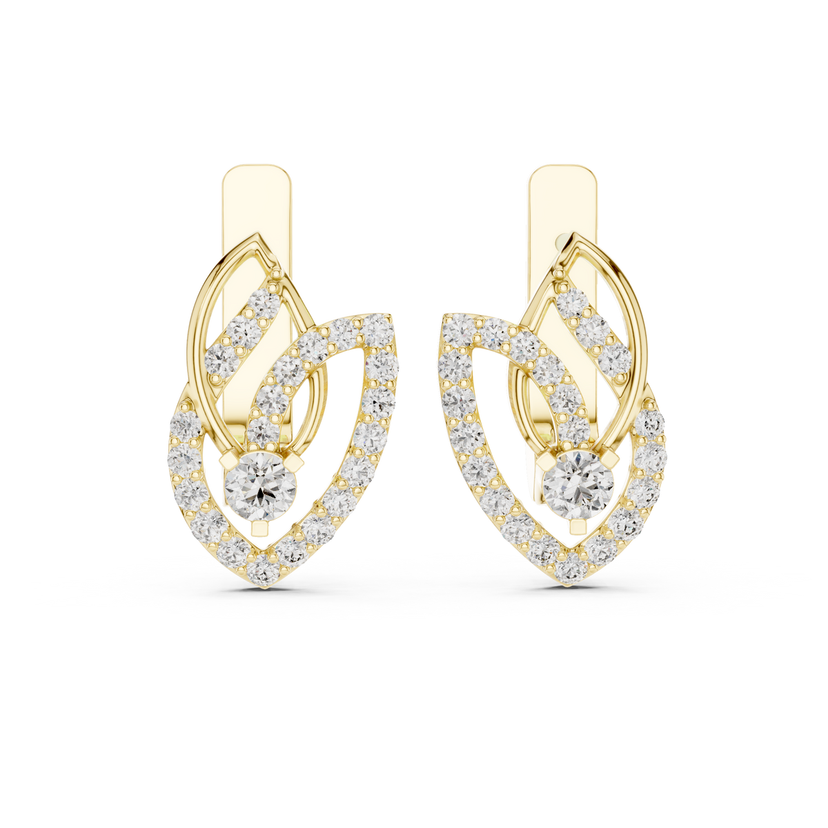 Designer Diamond Hoop Earrings | Luxury Floral Diamond Gold Hoops