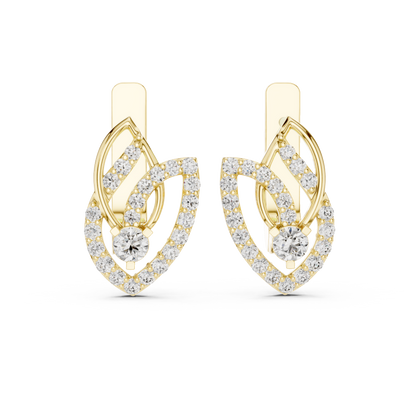 Designer Diamond Hoop Earrings | Luxury Floral Diamond Gold Hoops