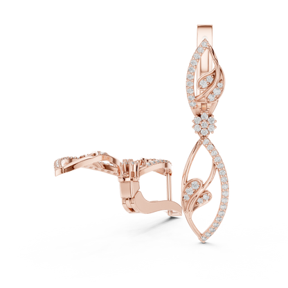 Floral Diamond Hoop Earrings for Women | Elegant Gold Diamond Hoops