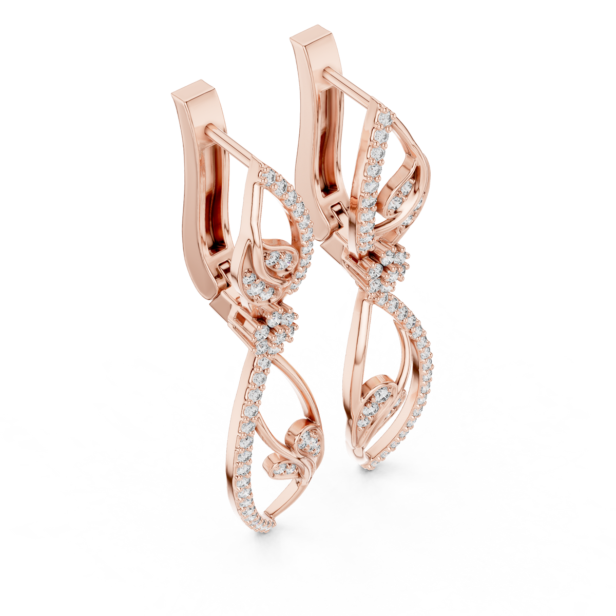 Floral Diamond Hoop Earrings for Women | Elegant Gold Diamond Hoops
