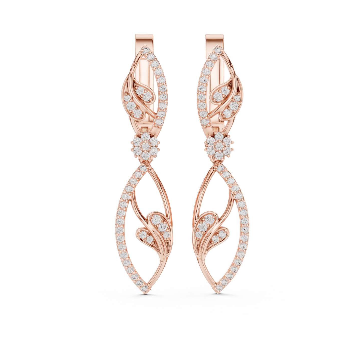 Floral Diamond Hoop Earrings for Women | Elegant Gold Diamond Hoops