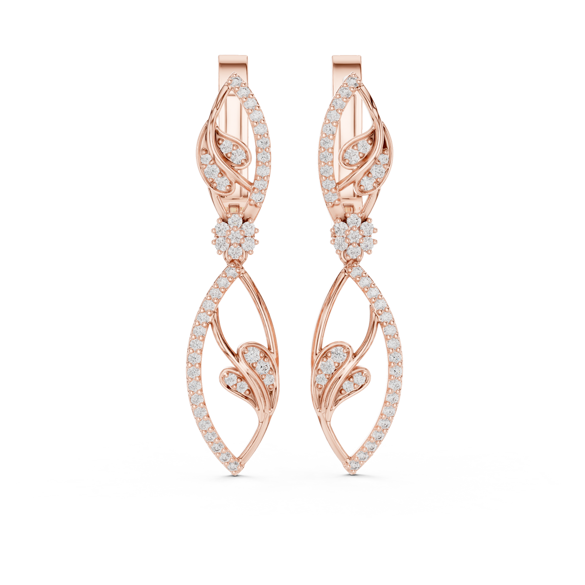 Floral Diamond Hoop Earrings for Women | Elegant Gold Diamond Hoops
