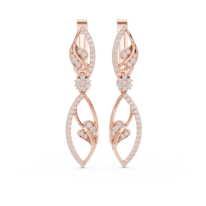 Floral Diamond Hoop Earrings for Women | Elegant Gold Diamond Hoops