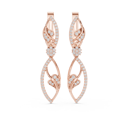 Floral Diamond Hoop Earrings for Women | Elegant Gold Diamond Hoops