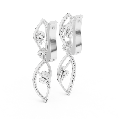 Floral Diamond Hoop Earrings for Women | Elegant Gold Diamond Hoops