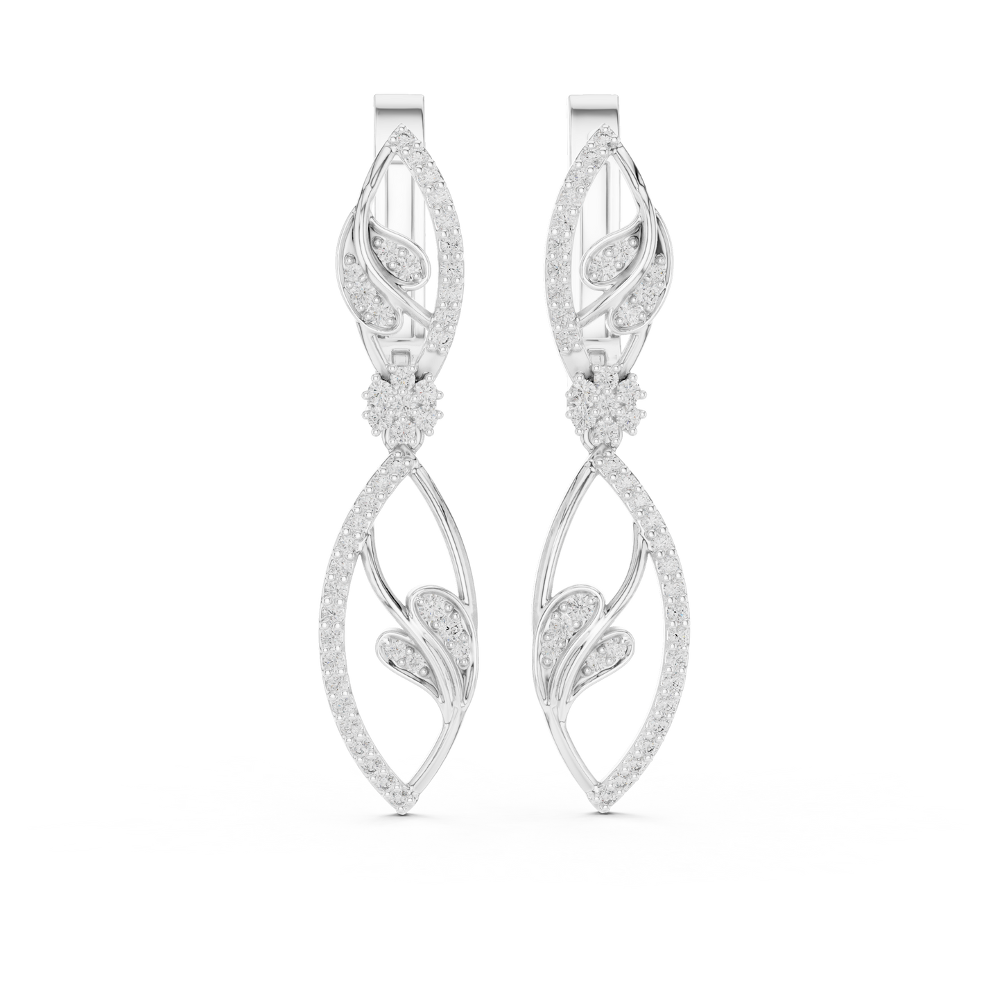 Floral Diamond Hoop Earrings for Women | Elegant Gold Diamond Hoops