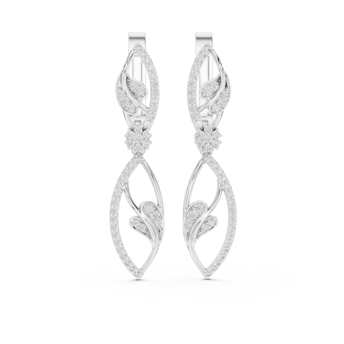 Floral Diamond Hoop Earrings for Women | Elegant Gold Diamond Hoops