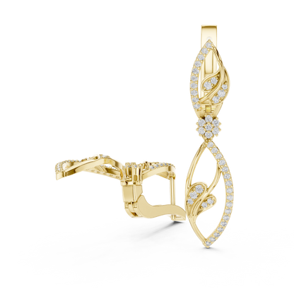 Floral Diamond Hoop Earrings for Women | Elegant Gold Diamond Hoops