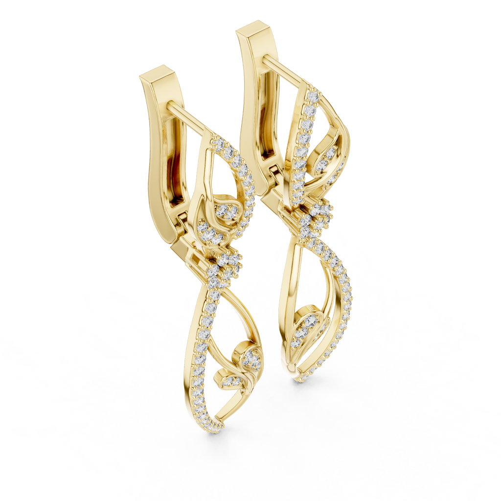 Floral Diamond Hoop Earrings for Women | Elegant Gold Diamond Hoops