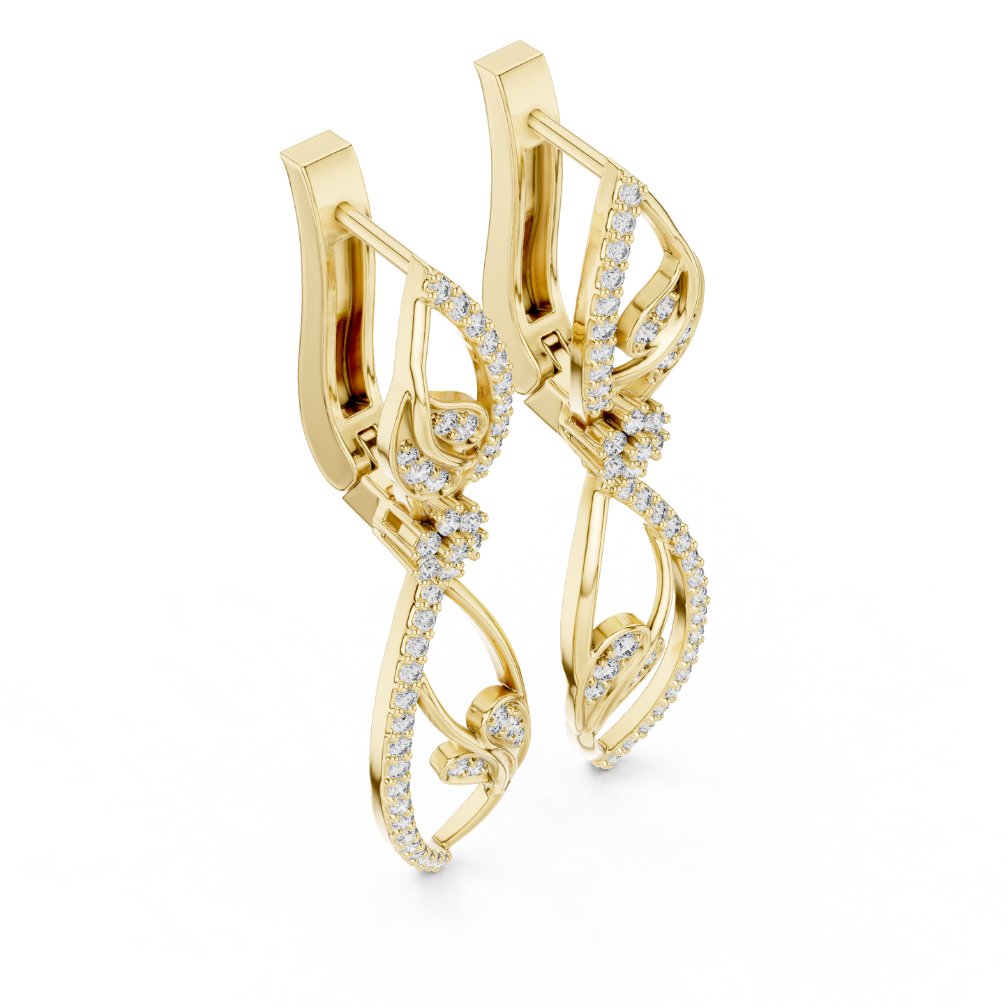 Floral Diamond Hoop Earrings for Women | Elegant Gold Diamond Hoops