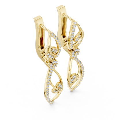 Floral Diamond Hoop Earrings for Women | Elegant Gold Diamond Hoops