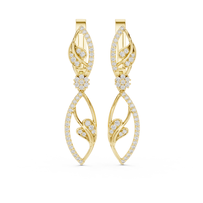 Floral Diamond Hoop Earrings for Women | Elegant Gold Diamond Hoops