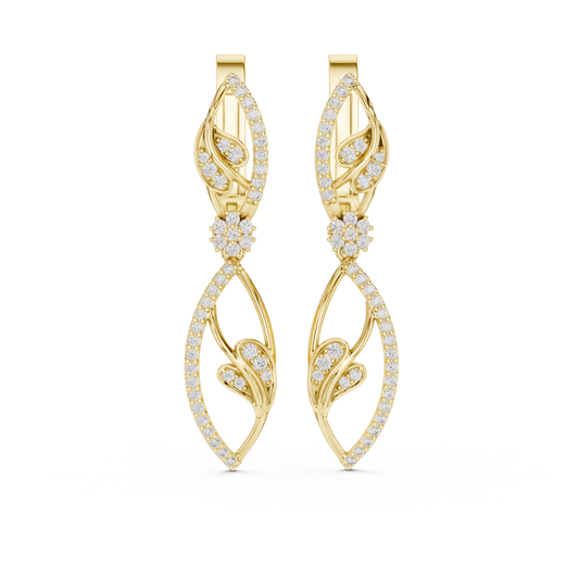 Floral Diamond Hoop Earrings for Women | Elegant Gold Diamond Hoops