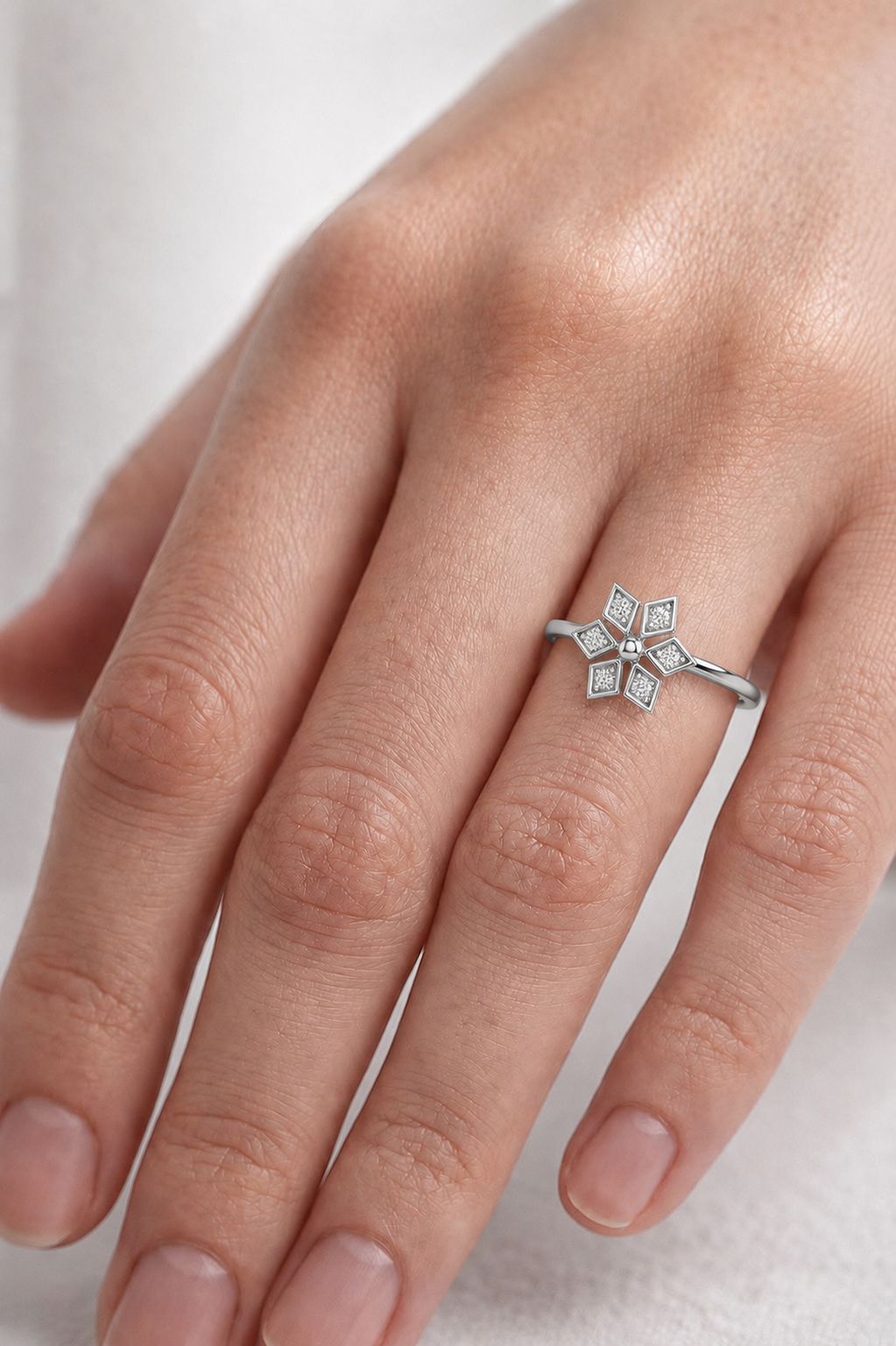 Elegant Diamond Bloom Ring | Floral Motif Fashion Jewelry | Gift for Women