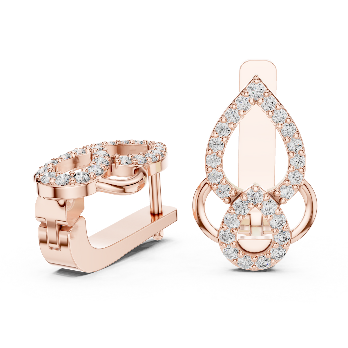 Sparkling Diamond Hoop Earrings | Floral Diamond Gold Earrings for Women