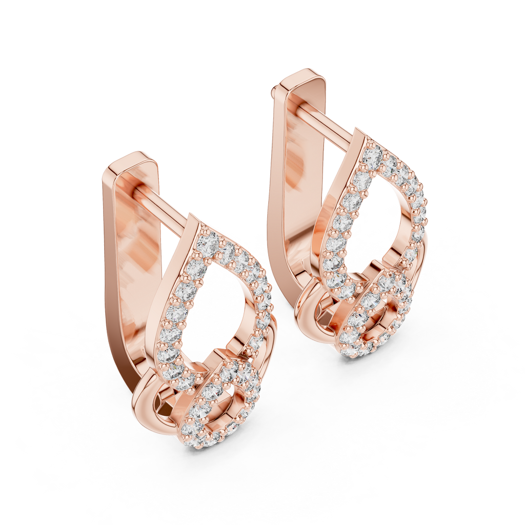 Sparkling Diamond Hoop Earrings | Floral Diamond Gold Earrings for Women