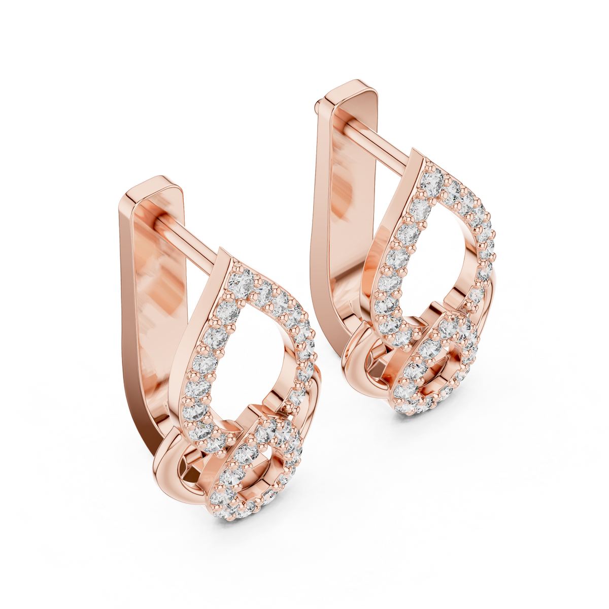 Sparkling Diamond Hoop Earrings | Floral Diamond Gold Earrings for Women