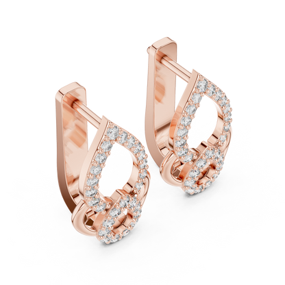 Sparkling Diamond Hoop Earrings | Floral Diamond Gold Earrings for Women