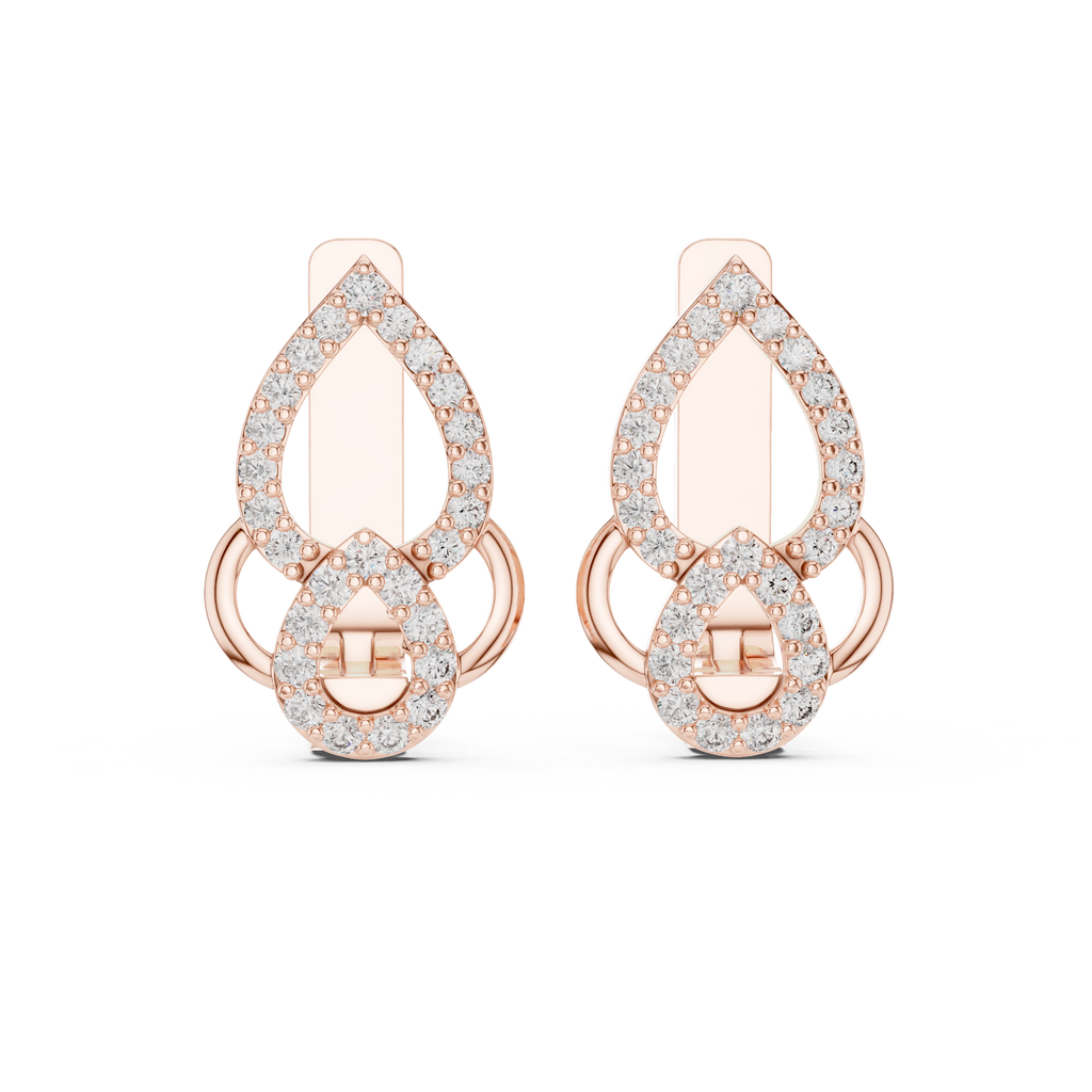 Sparkling Diamond Hoop Earrings | Floral Diamond Gold Earrings for Women
