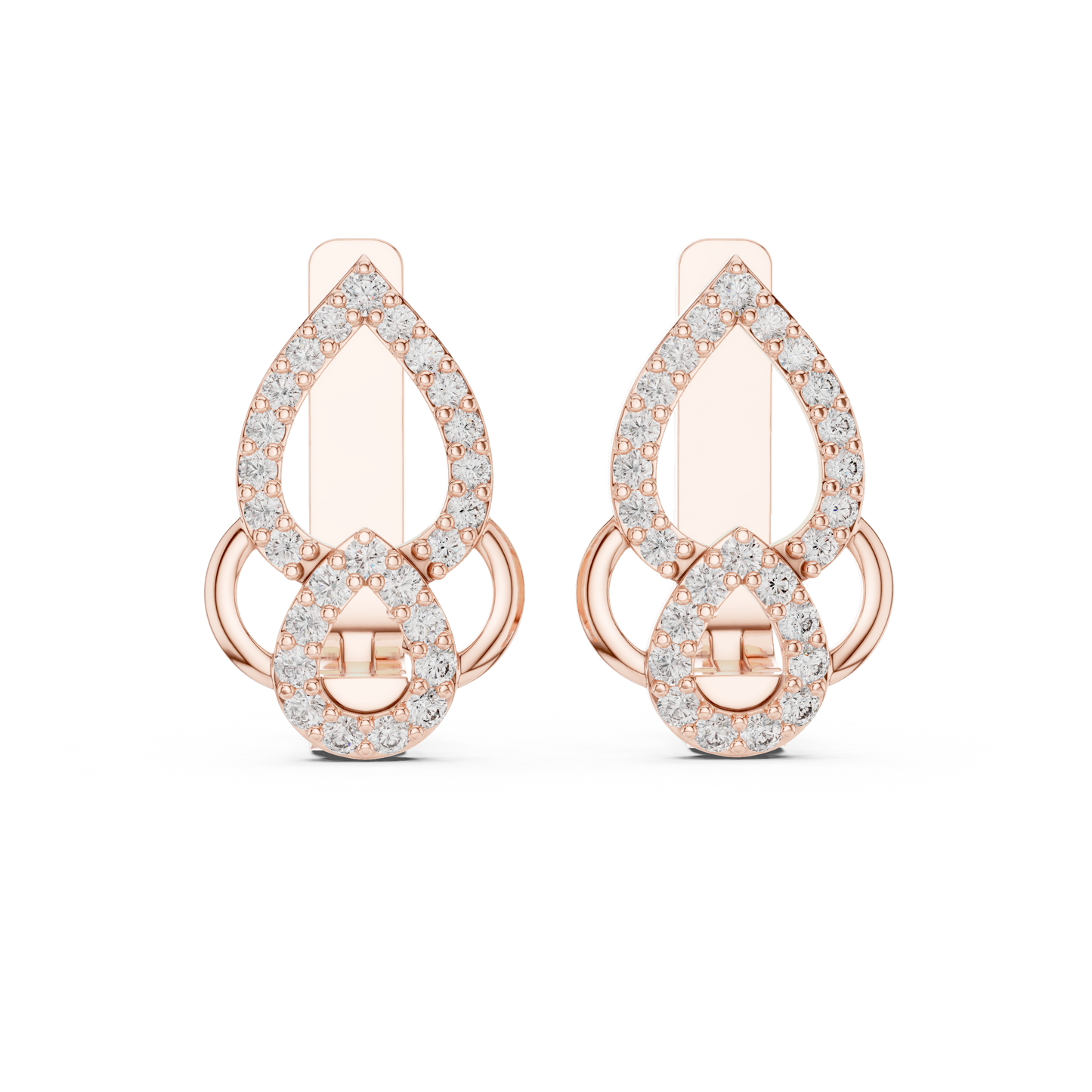 Sparkling Diamond Hoop Earrings | Floral Diamond Gold Earrings for Women