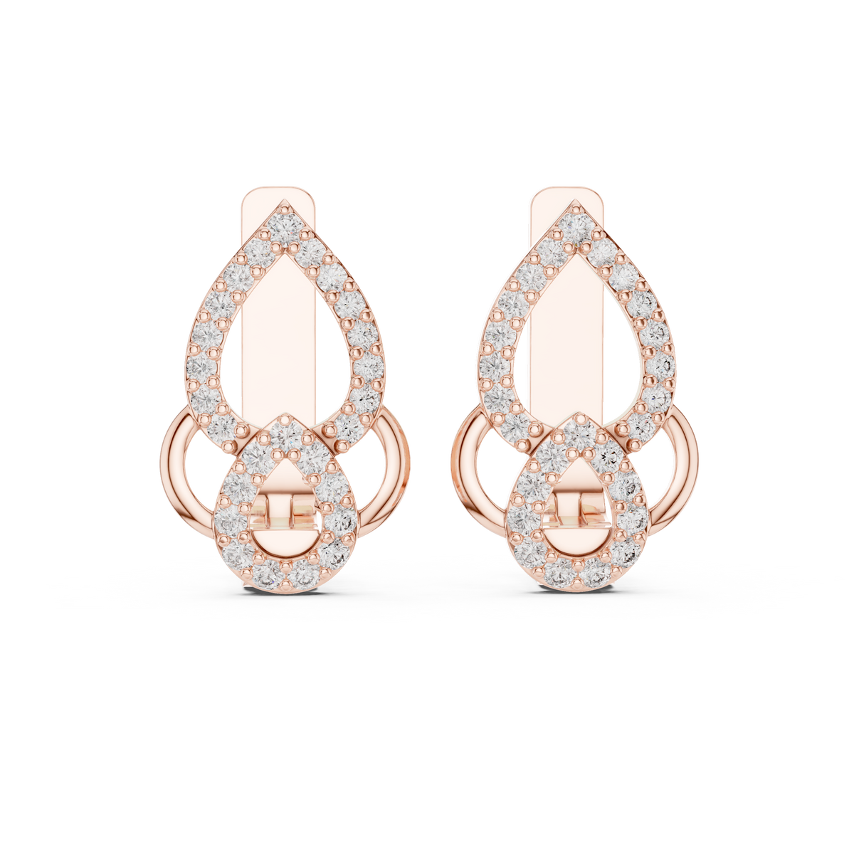 Sparkling Diamond Hoop Earrings | Floral Diamond Gold Earrings for Women