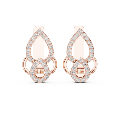 Sparkling Diamond Hoop Earrings | Floral Diamond Gold Earrings for Women
