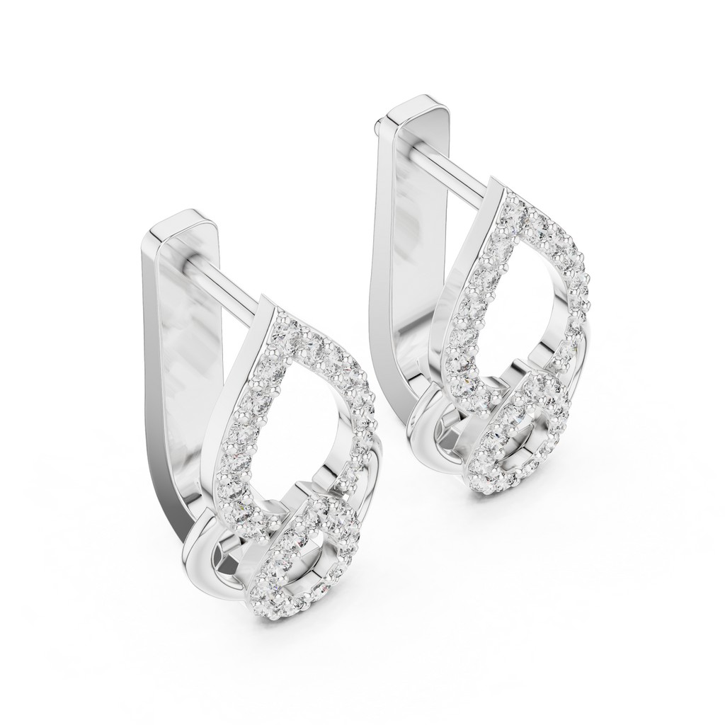 Sparkling Diamond Hoop Earrings | Floral Diamond Gold Earrings for Women