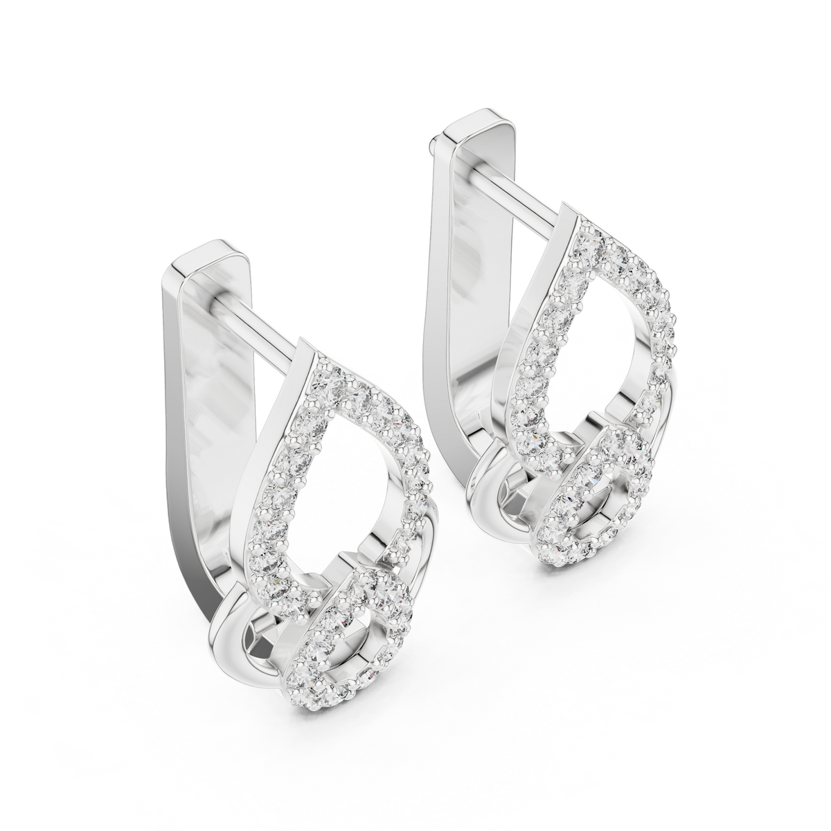 Sparkling Diamond Hoop Earrings | Floral Diamond Gold Earrings for Women