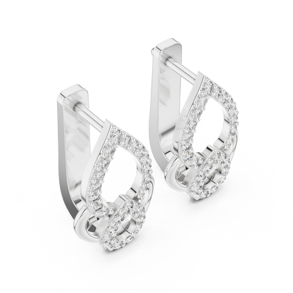 Sparkling Diamond Hoop Earrings | Floral Diamond Gold Earrings for Women