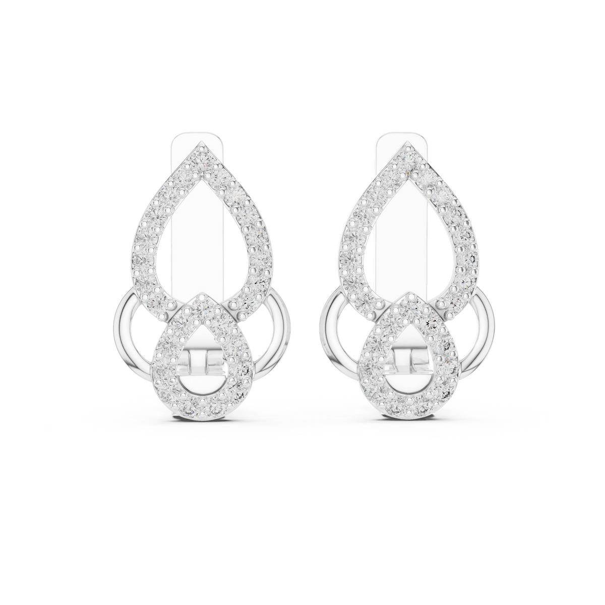 Sparkling Diamond Hoop Earrings | Floral Diamond Gold Earrings for Women