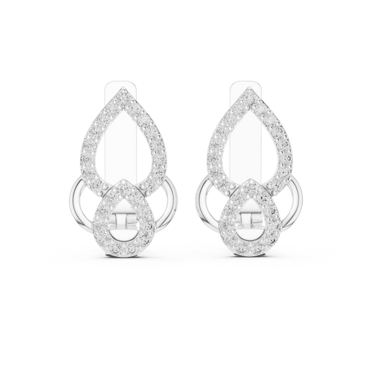Sparkling Diamond Hoop Earrings | Floral Diamond Gold Earrings for Women