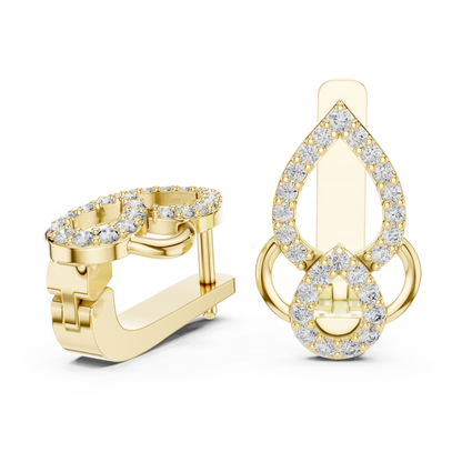 Sparkling Diamond Hoop Earrings | Floral Diamond Gold Earrings for Women