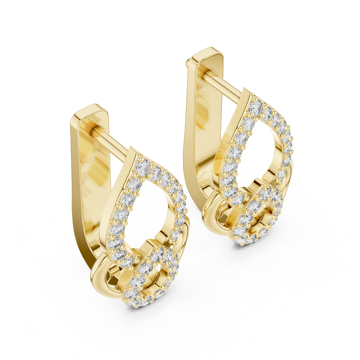 Sparkling Diamond Hoop Earrings | Floral Diamond Gold Earrings for Women