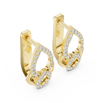 Sparkling Diamond Hoop Earrings | Floral Diamond Gold Earrings for Women