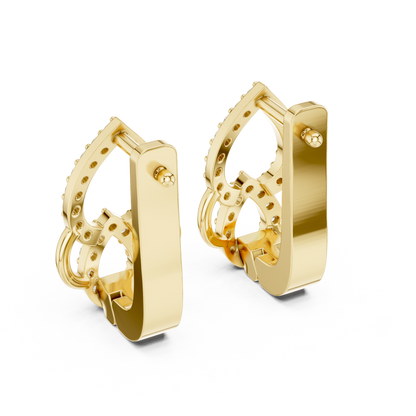 Sparkling Diamond Hoop Earrings | Floral Diamond Gold Earrings for Women
