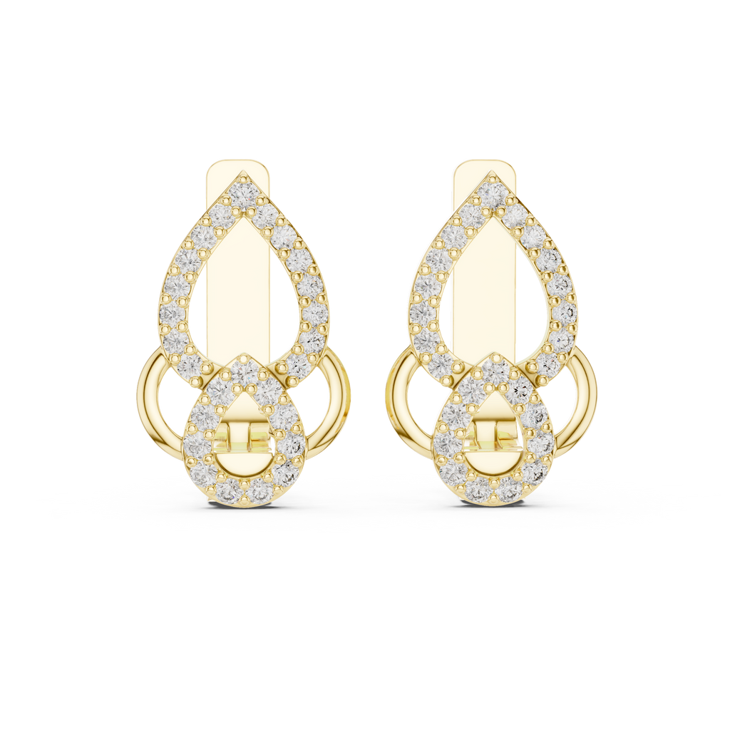 Sparkling Diamond Hoop Earrings | Floral Diamond Gold Earrings for Women
