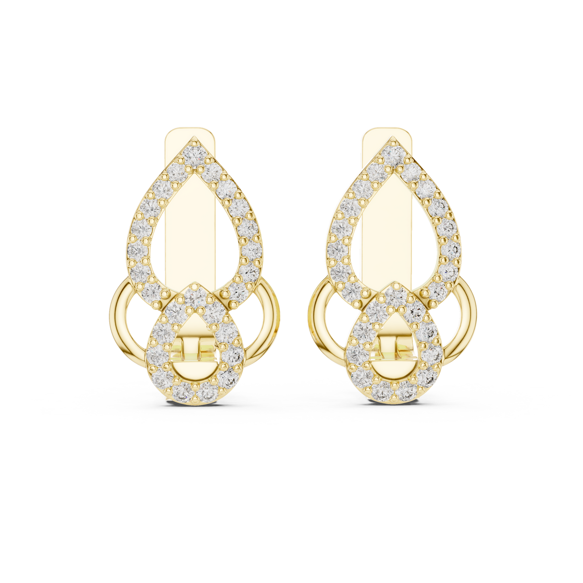 Sparkling Diamond Hoop Earrings | Floral Diamond Gold Earrings for Women